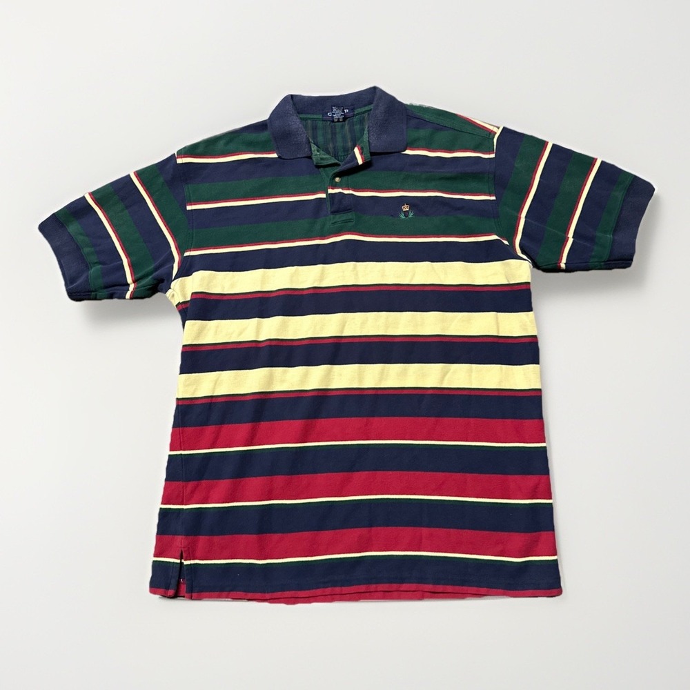 Vintage GANT Mens Polo Size Large Rugby Striped 100% Cotton Made In USA
